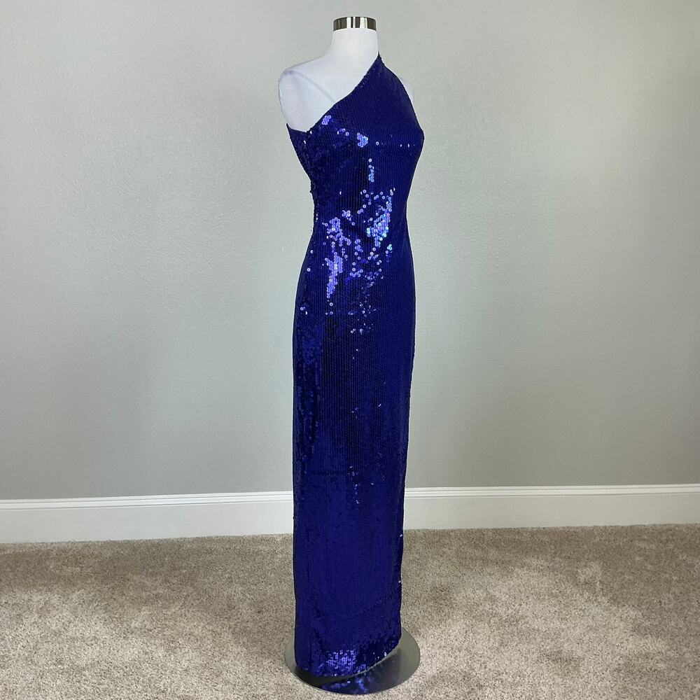 Mac Duggal 10905 Sequined Backless Long Column Evening Gown Purple Size 4 Dress - Picture 4 of 12